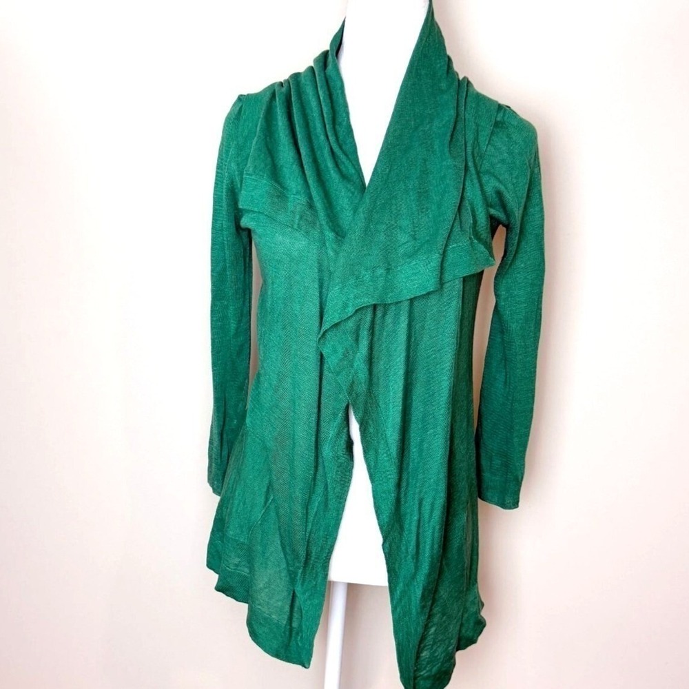 Theory Open Front Cardigan Sweater Size PS Green Long Sleeve Womens